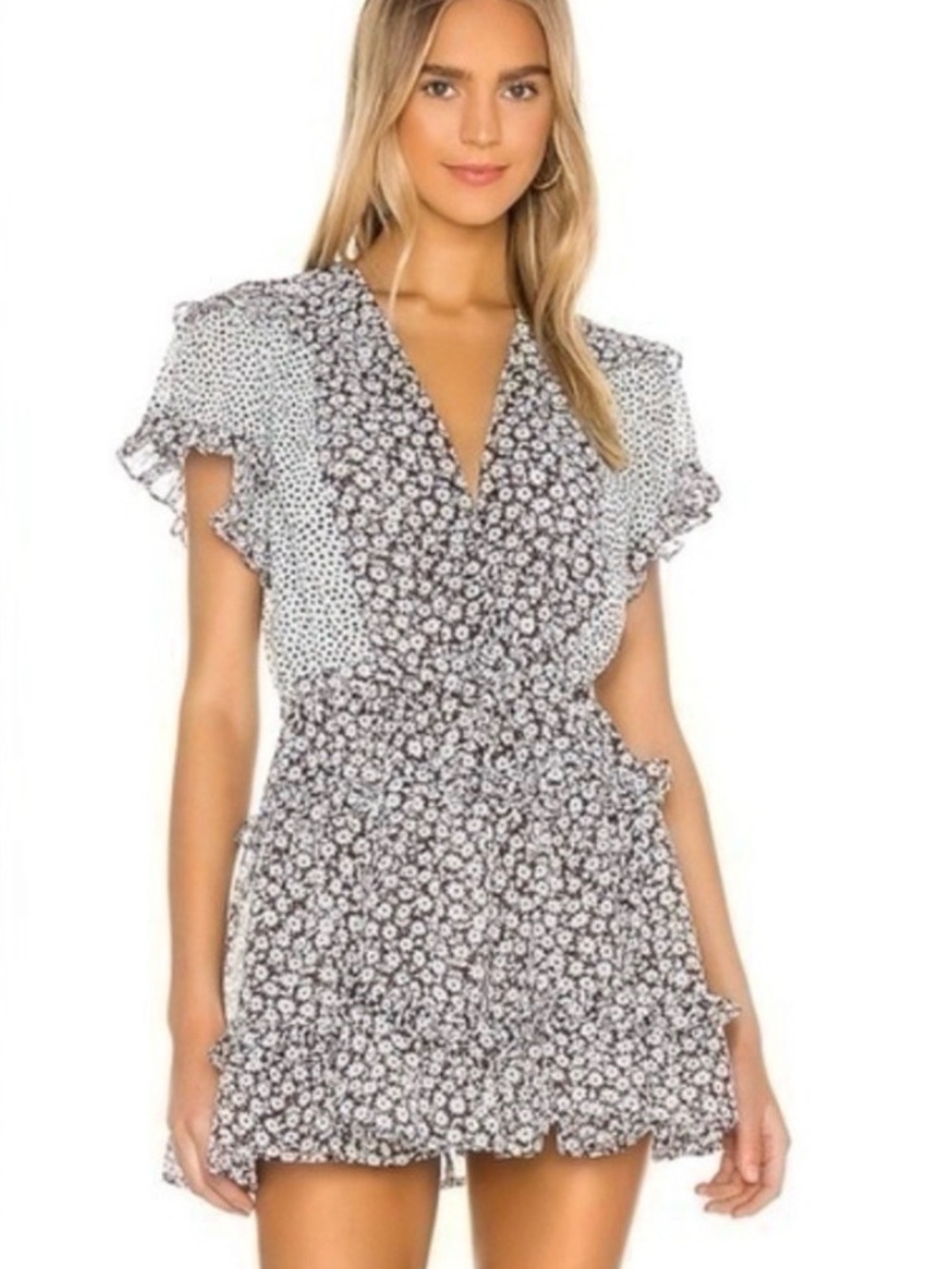 Sabina Musayev ruffled floral mini dress